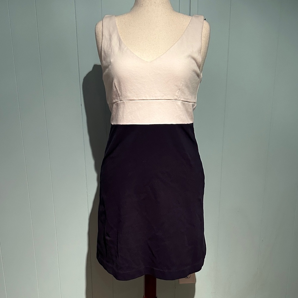 J. Crew Color Block Navy and White Mini Dress